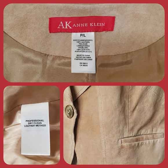 Ann Klein Tan Suede, One Button Blazer-sizeLP-preowned - Picture 8 of 10